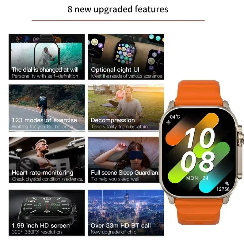Smart Watch Bluetooth Talk Smartwatch Message Alert Heart Rate Monitor Sports Watch for Android IOS Men Women